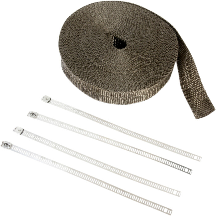 Hitzeschutzband Kit Metallic 25 mm x 15 m (1" x 50) mit silbernen Kabelbindern